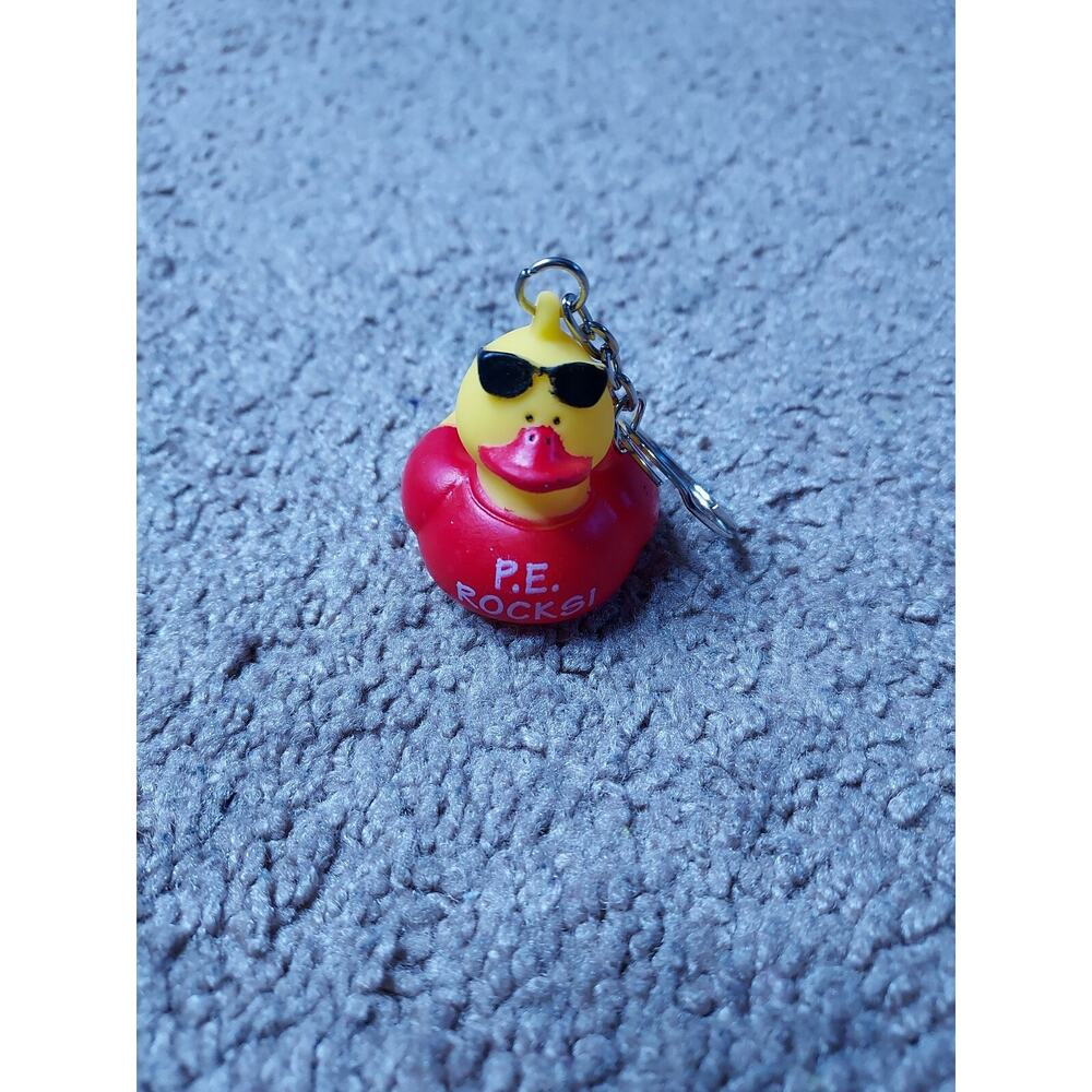 New AMERICAN Heart ASSOCIATION PE DUCK Key chain ring P.E. ROCKS Keychain